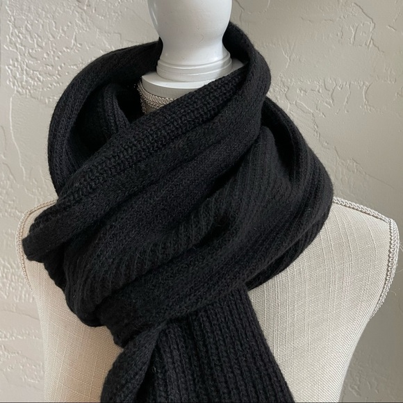 Note di Anita Black Wool/Cashmere Blend Winter‎ Scarf  New With Tag - Picture 4 of 10